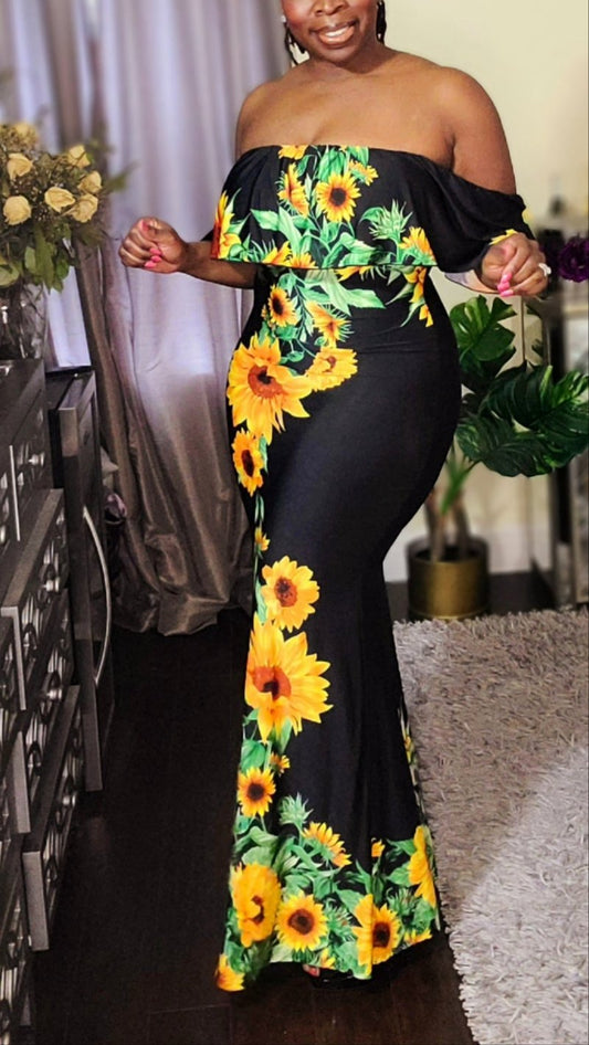 Sun Flower Maxi Dress - SASHAY COUTURE BOUTIQUE Dresses