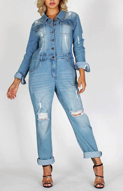 Relaxed Fit Denim Jumpsuit - SASHAY COUTURE BOUTIQUE Jumpsuits & Rompers