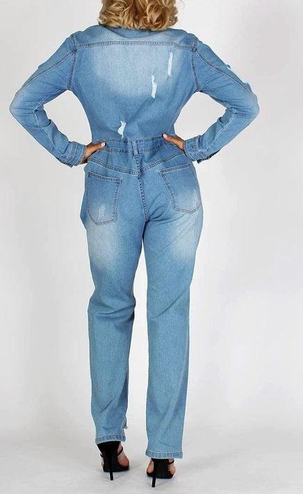 Relaxed Fit Denim Jumpsuit - SASHAY COUTURE BOUTIQUE Jumpsuits & Rompers