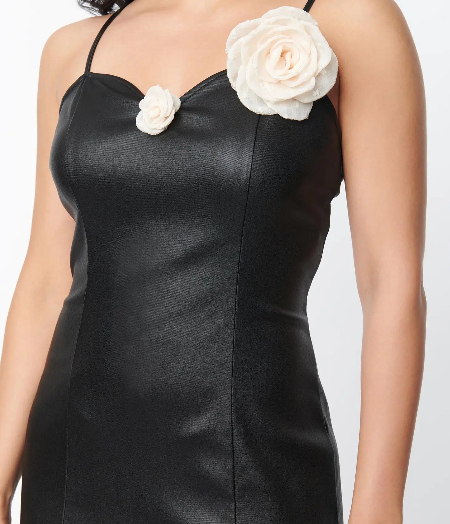 Vegan Leather Peplum Hem Midi Dress - SASHAY COUTURE BOUTIQUE