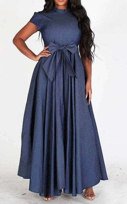 Denim A-line Maxi Dress - SASHAY COUTURE BOUTIQUE Dresses