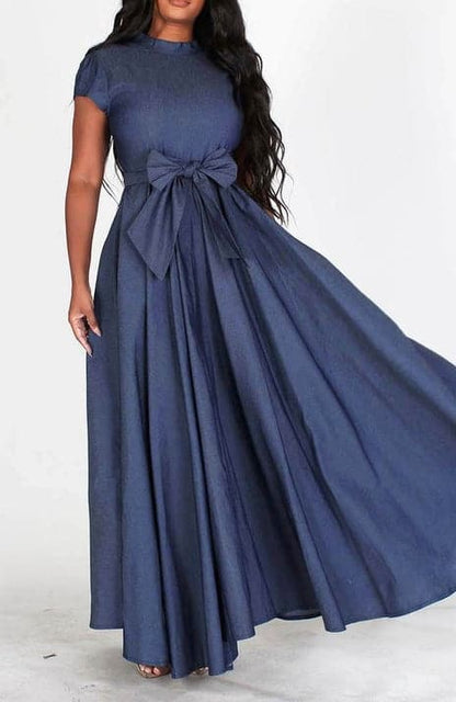 Denim A-line Maxi Dress - SASHAY COUTURE BOUTIQUE Dresses