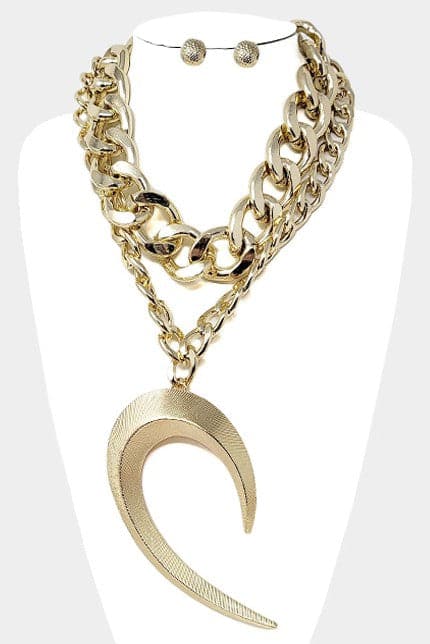 Abstract Chunky Metal Accented Double Layered Necklace - SASHAY COUTURE BOUTIQUE