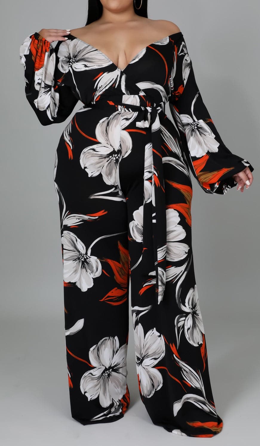 Side Tie Flower Jumpsuit (Curvy) - SASHAY COUTURE BOUTIQUE Jumpsuits & Rompers
