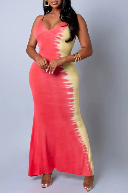 Two Toned Maxi in Red - SASHAY COUTURE BOUTIQUE Dresses