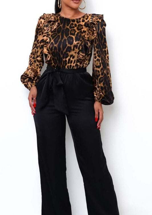 Black multi jumpsuit with waist sash - SASHAY COUTURE BOUTIQUE Jumpsuits & Rompers