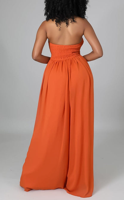 Wide Leg Strapless Jumpsuit - SASHAY COUTURE BOUTIQUE