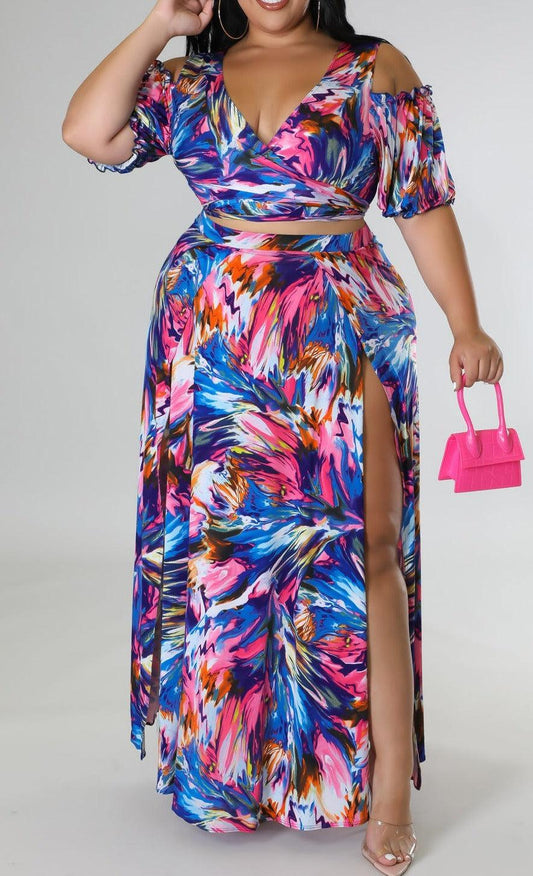 Two Piece Crop Top and Maxi Skirt (Curvy) - SASHAY COUTURE BOUTIQUE Curvy Two Piece