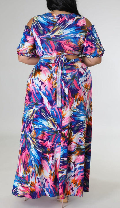 Two Piece Crop Top and Maxi Skirt (Curvy) - SASHAY COUTURE BOUTIQUE Curvy Two Piece