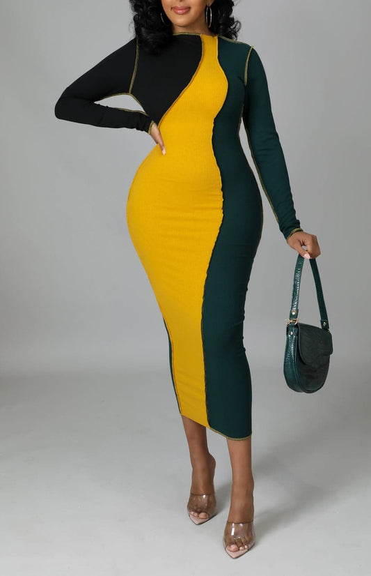 Split Color Midi - SASHAY COUTURE BOUTIQUE Dresses