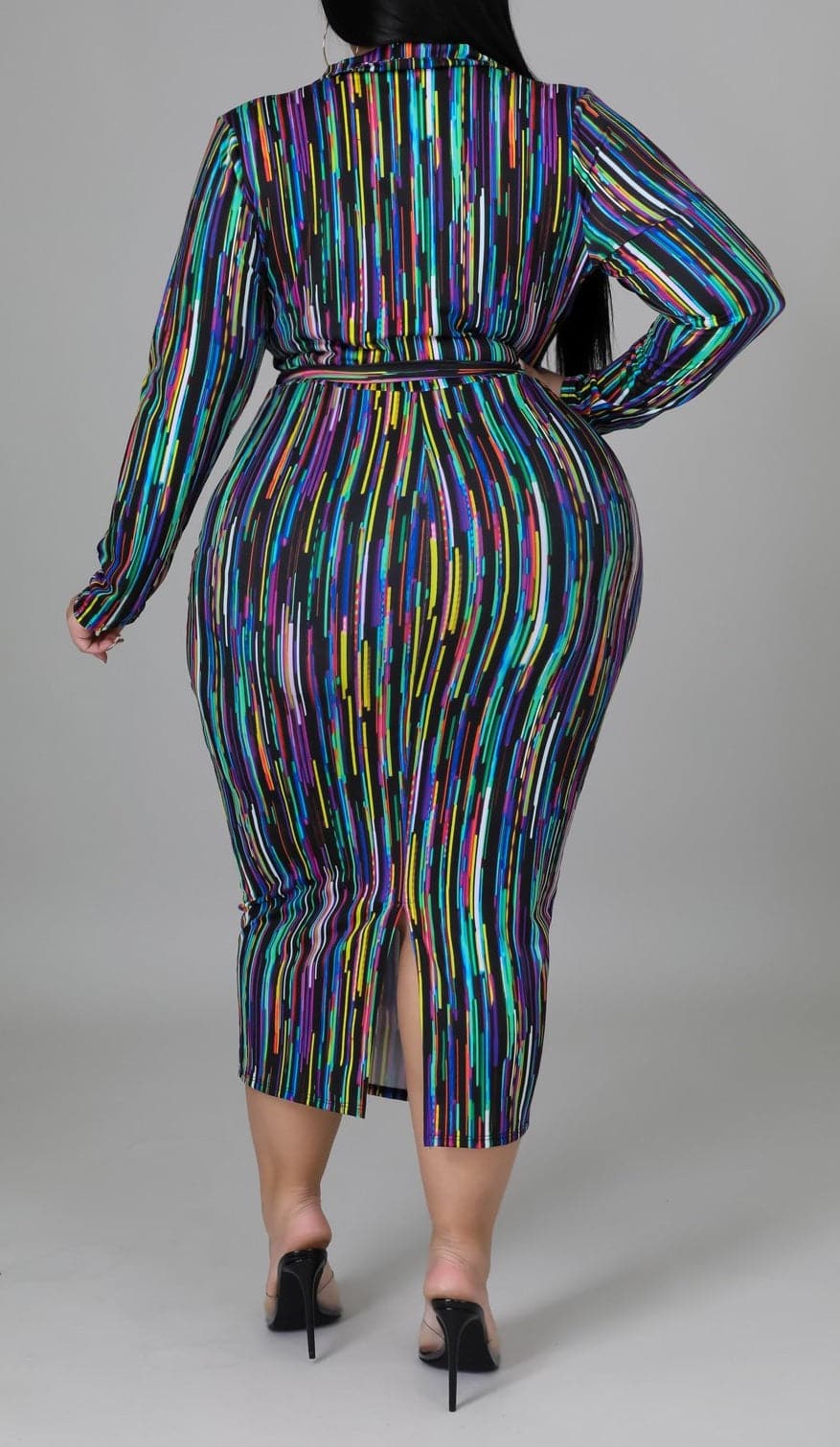 Multi Color Side Tie Midi (Curvy) - SASHAY COUTURE BOUTIQUE Curvy Dresses