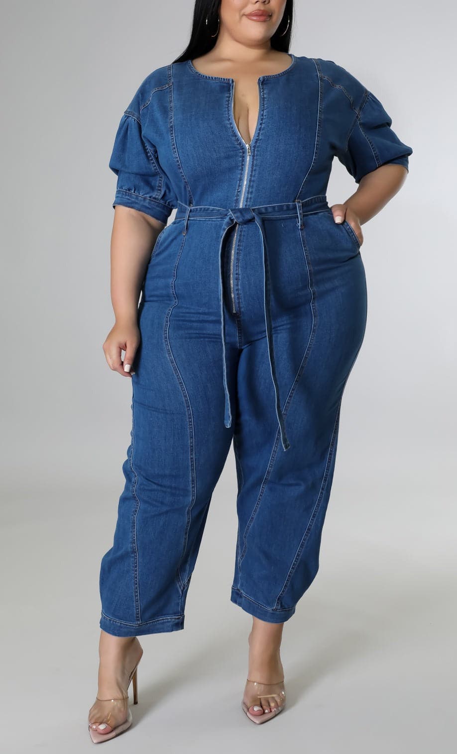 Sassy Denim Jumpsuit (Curvy) - SASHAY COUTURE BOUTIQUE Jumpsuits & Rompers