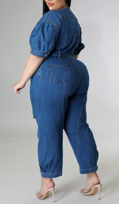 Sassy Denim Jumpsuit (Curvy) - SASHAY COUTURE BOUTIQUE Jumpsuits & Rompers