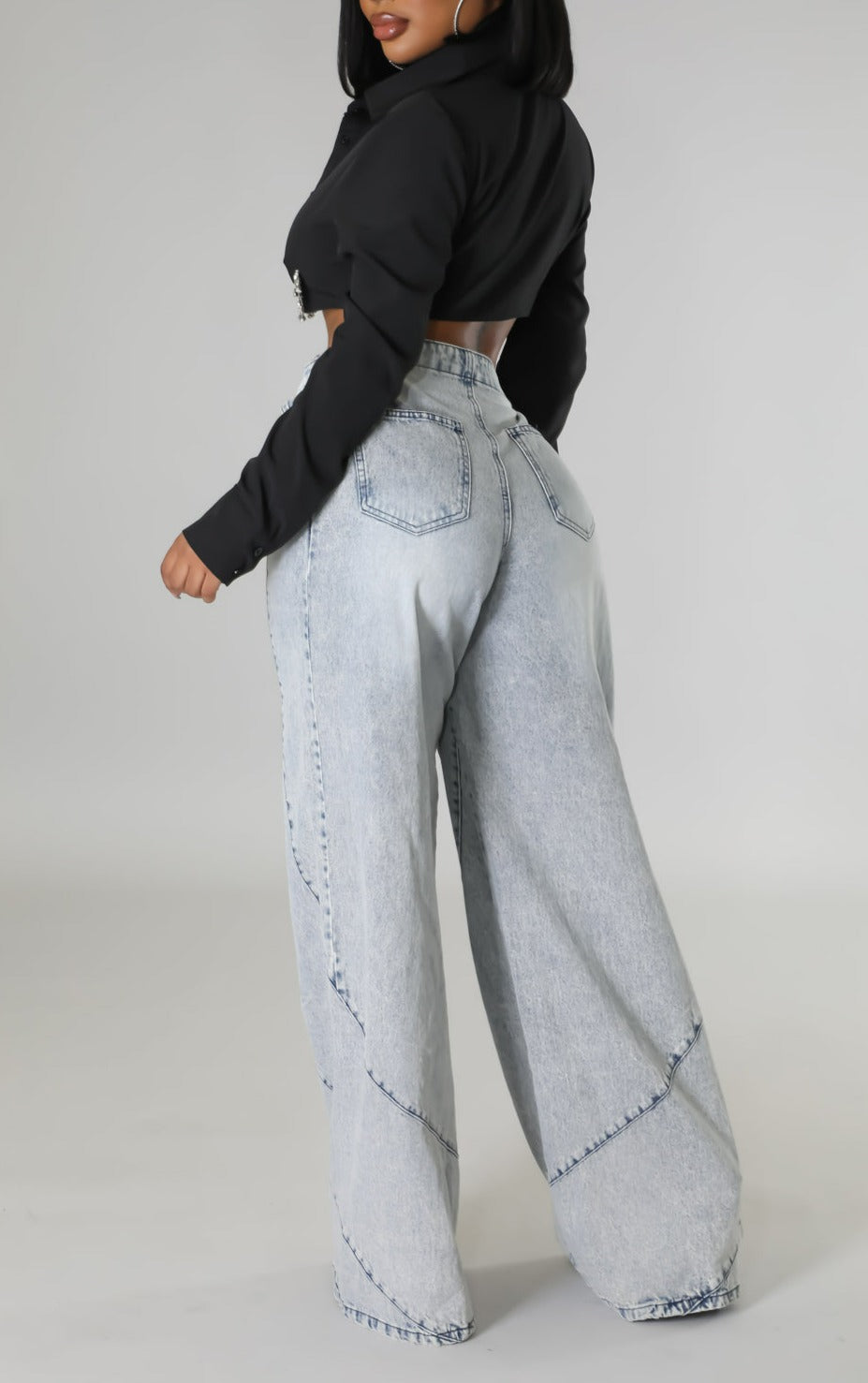 Wide Leg Denim w/Belt - SASHAY COUTURE BOUTIQUE Bottoms