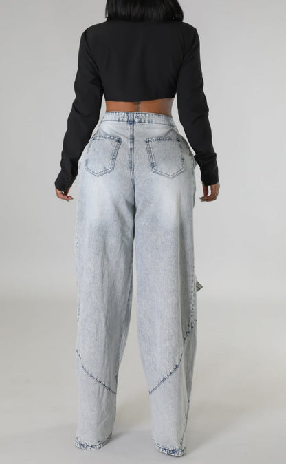 Wide Leg Denim w/Belt - SASHAY COUTURE BOUTIQUE Bottoms