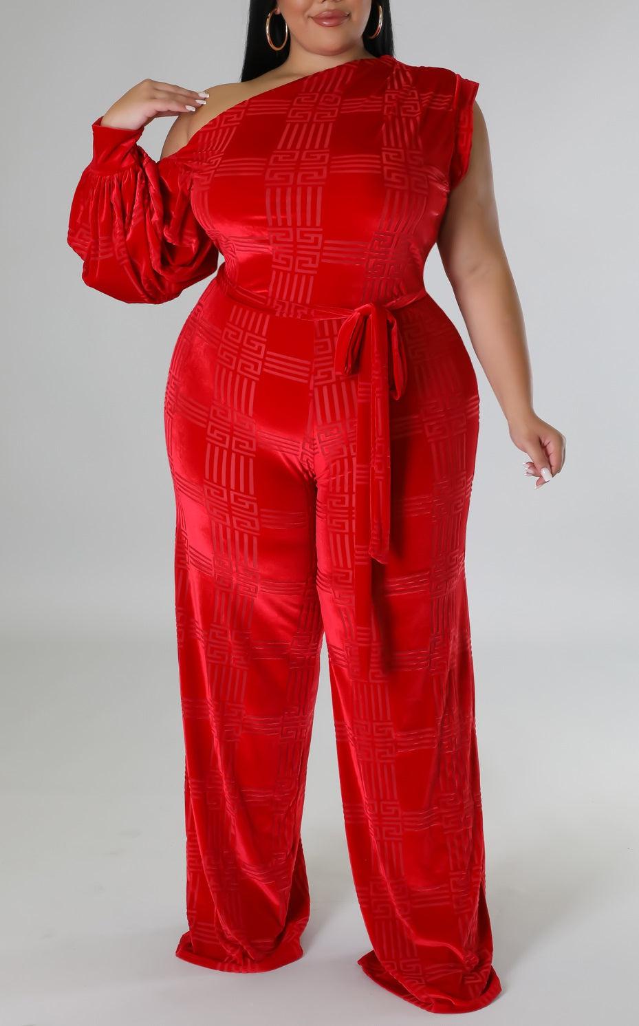 Foxy One Shoulder Jumpsuit (Curvy) - SASHAY COUTURE BOUTIQUE Jumpsuits & Rompers