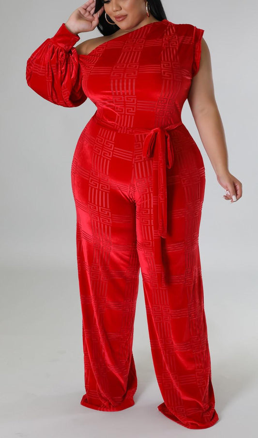 Foxy One Shoulder Jumpsuit (Curvy) - SASHAY COUTURE BOUTIQUE Jumpsuits & Rompers