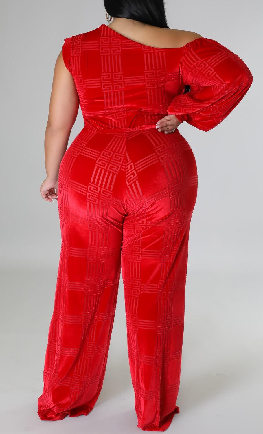 Foxy One Shoulder Jumpsuit (Curvy) - SASHAY COUTURE BOUTIQUE Jumpsuits & Rompers