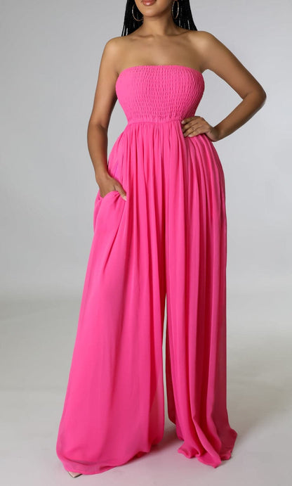 Wide Leg Strapless Jumpsuit - SASHAY COUTURE BOUTIQUE