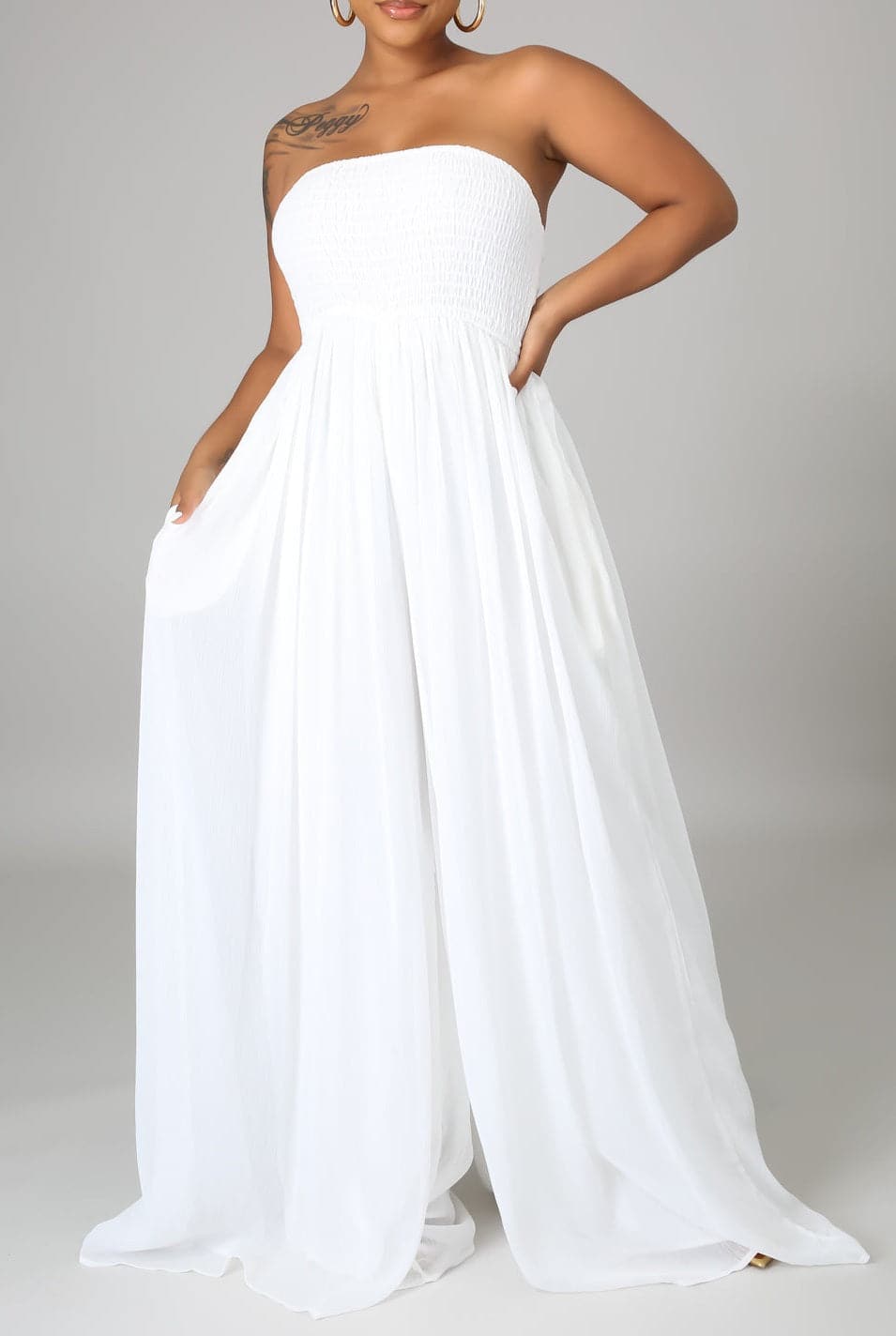 Flowy Strapless Jumpsuit - SASHAY COUTURE BOUTIQUE