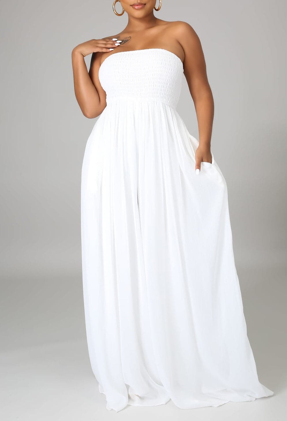 Flowy Strapless Jumpsuit - SASHAY COUTURE BOUTIQUE