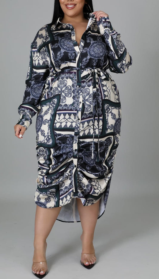 Button Down Midi Dress (Curvy) - SASHAY COUTURE BOUTIQUE Dresses