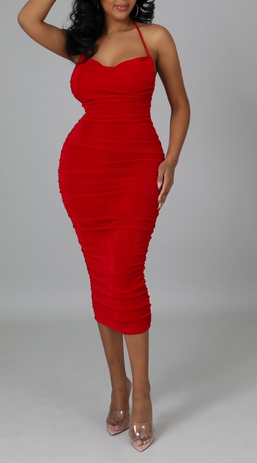 Halter Midi Dress - SASHAY COUTURE BOUTIQUE Dresses