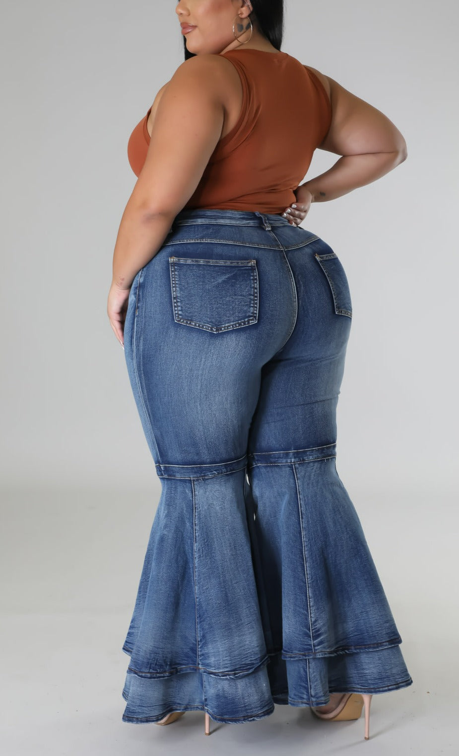 Double Bell Denim Jeans (Curvy) - SASHAY COUTURE BOUTIQUE Bottoms