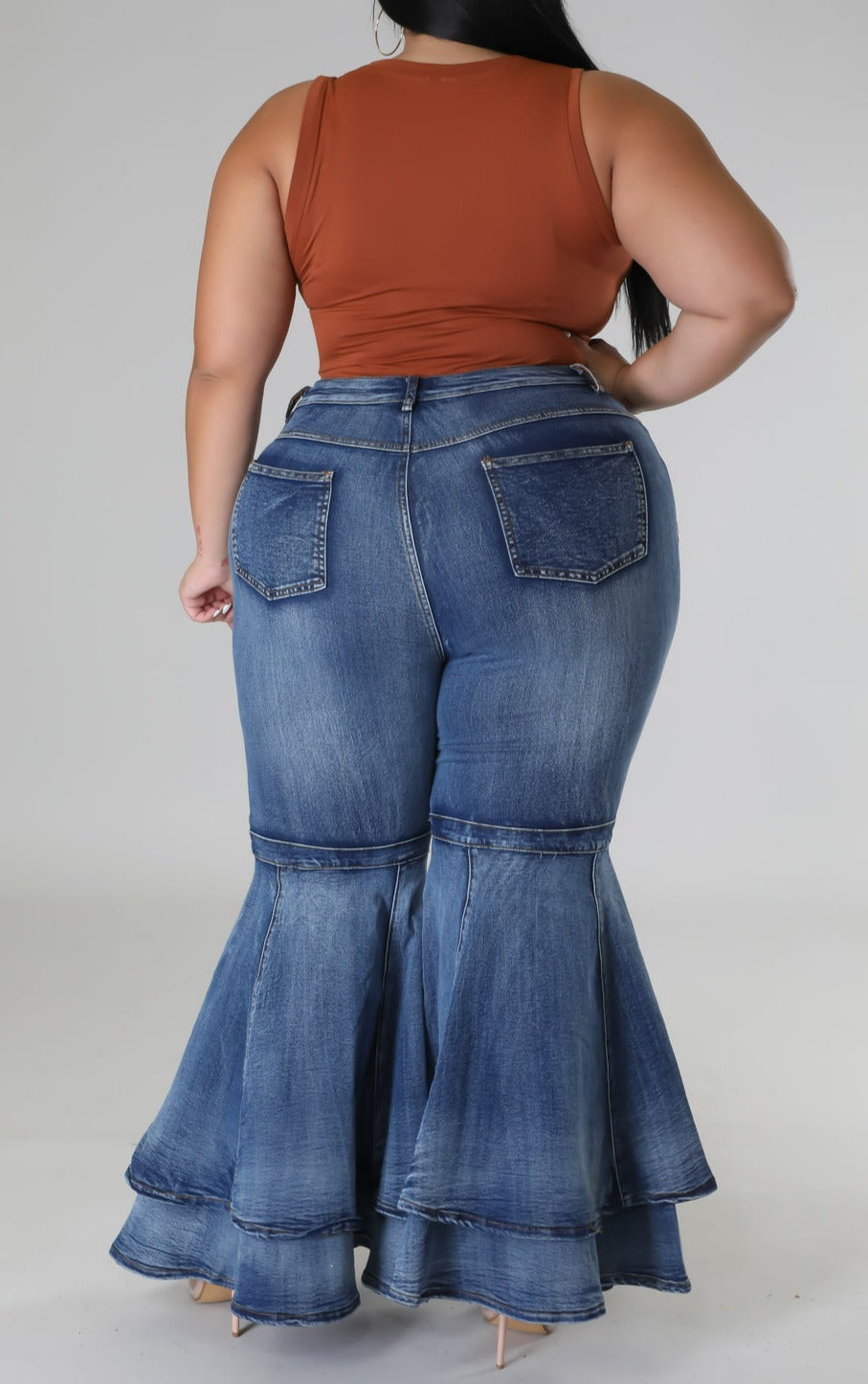 Double Bell Denim Jeans (Curvy) - SASHAY COUTURE BOUTIQUE Bottoms