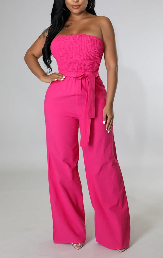 Strapless Linen Jumpsuit - SASHAY COUTURE BOUTIQUE Jumpsuits & Rompers