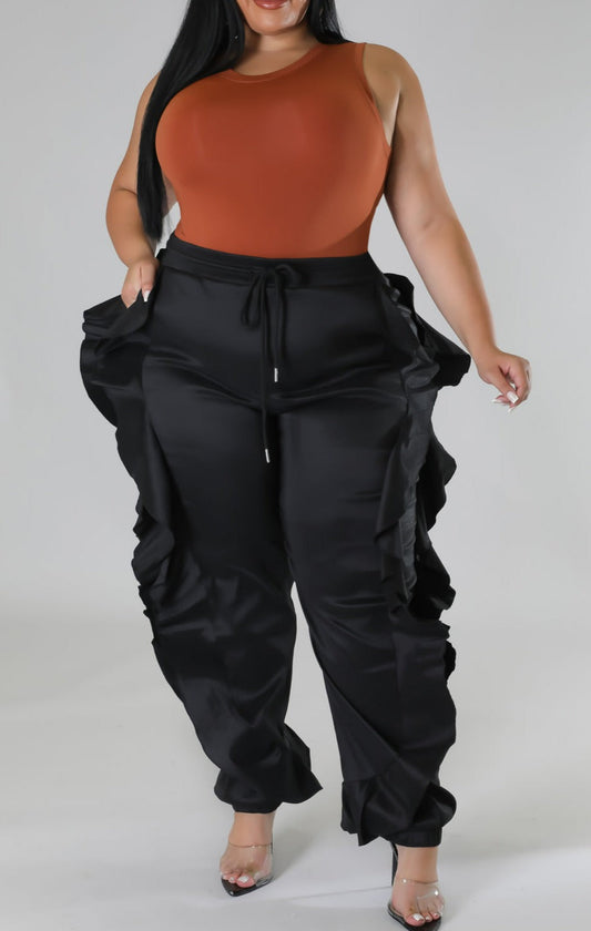 Ruffled Edge Pants (Curvy) - SASHAY COUTURE BOUTIQUE