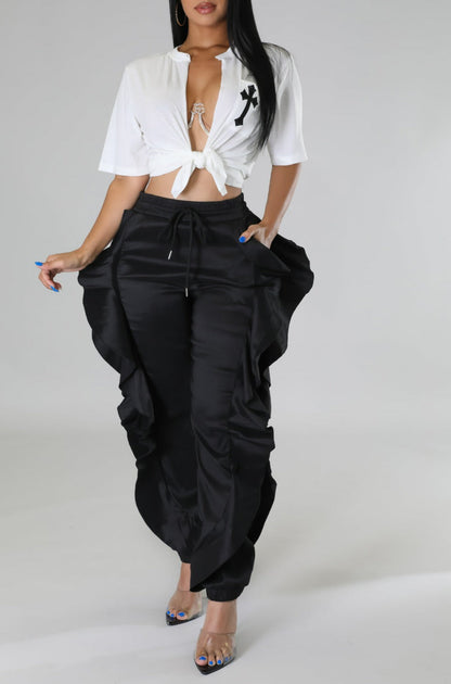 Ruffled Edge Pants - SASHAY COUTURE BOUTIQUE