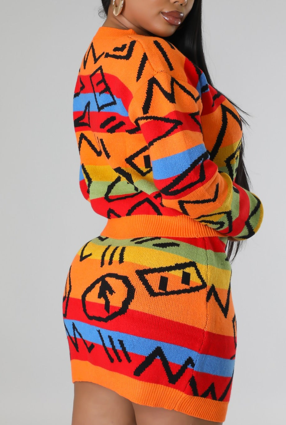 Graphic Design Knit Set - SASHAY COUTURE BOUTIQUE Two Piece