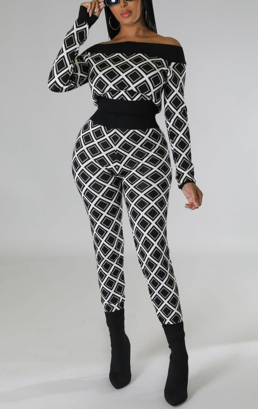 Multi Off Shoulder Legging Set - SASHAY COUTURE BOUTIQUE Two Piece