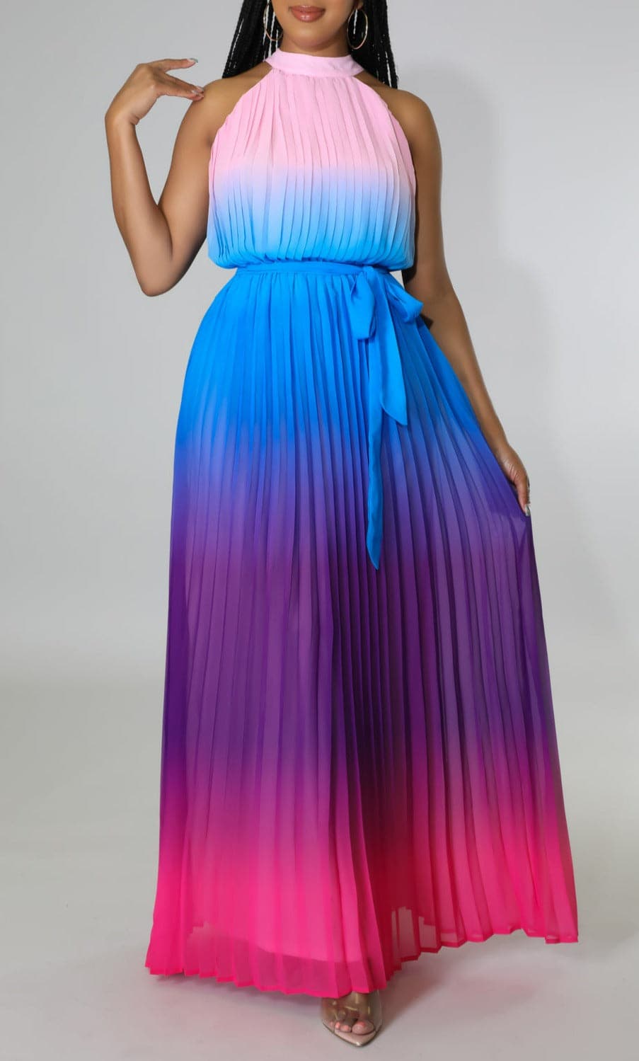 Ombre Multi-Color Pleated Maxi - SASHAY COUTURE BOUTIQUE Dresses