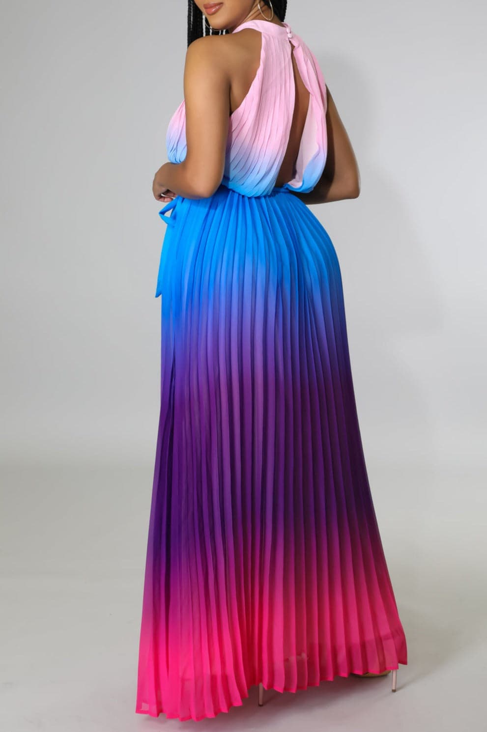Ombre Multi-Color Pleated Maxi - SASHAY COUTURE BOUTIQUE Dresses