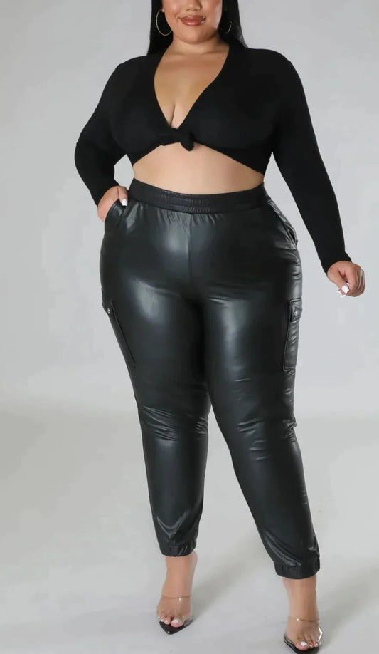 Vegan Leather Pants (Curvy) - SASHAY COUTURE BOUTIQUE Curvy Pants