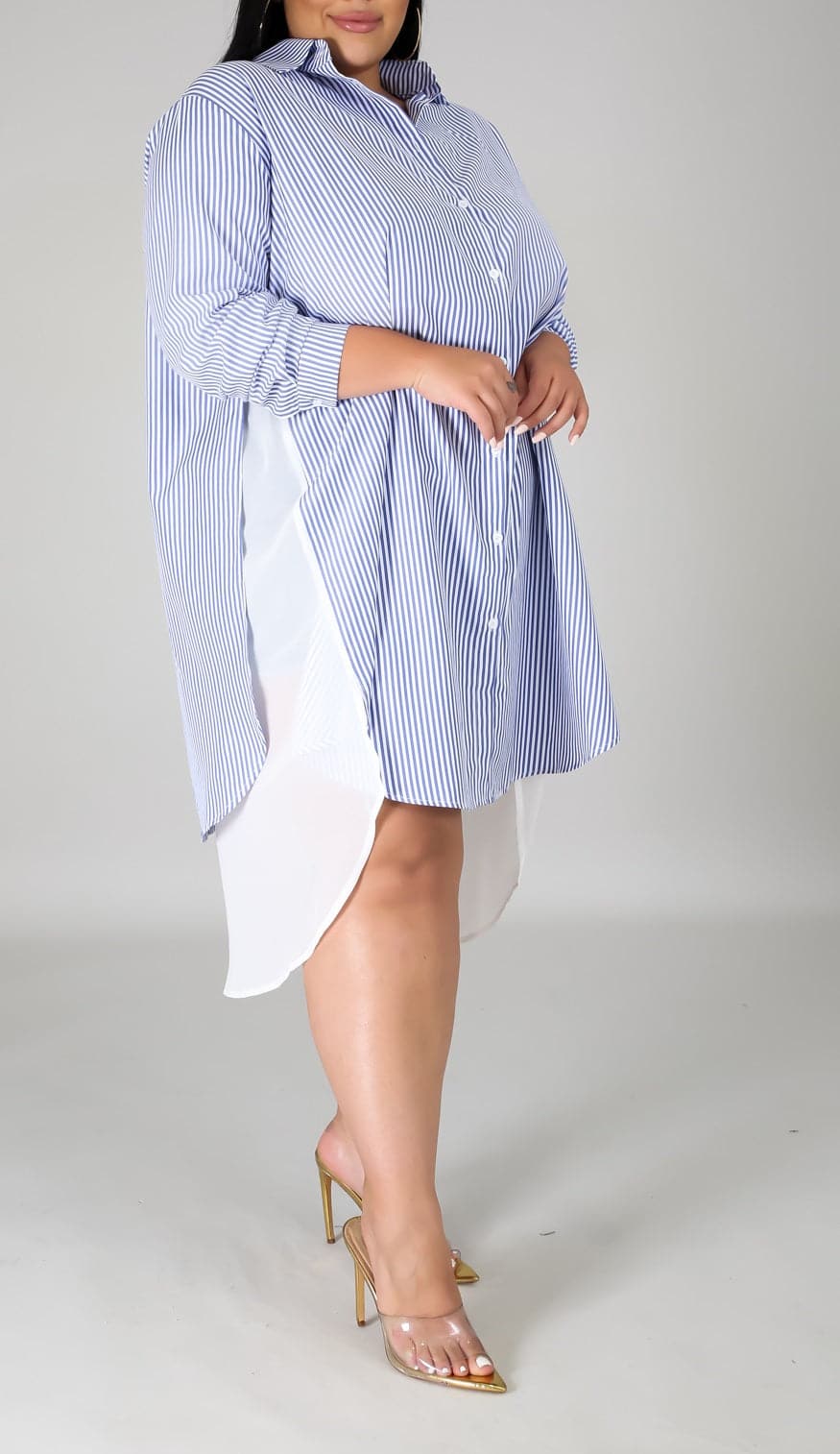 Layered Midi Shirt Dress (Curvy) - SASHAY COUTURE BOUTIQUE Dresses