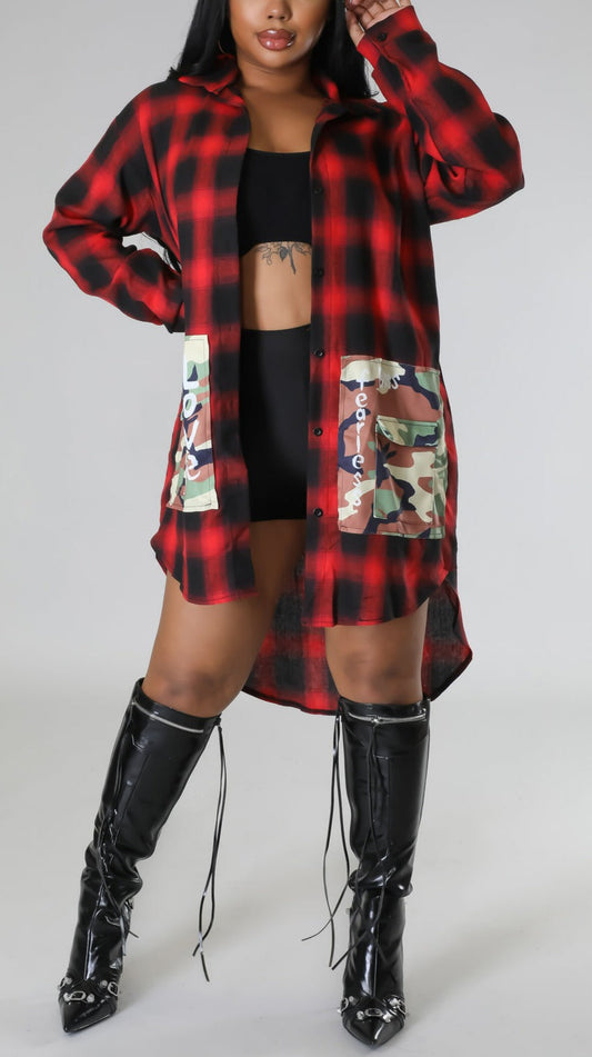 "Nothing Like a Sista" Plaid Cardigan/Top/Dress - SASHAY COUTURE BOUTIQUE Outerwear