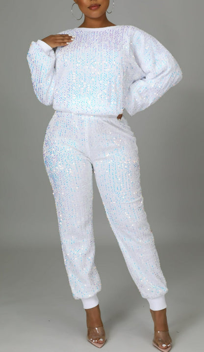 High Waist Sequins Jogger Set - SASHAY COUTURE BOUTIQUE Apparel & Accessories