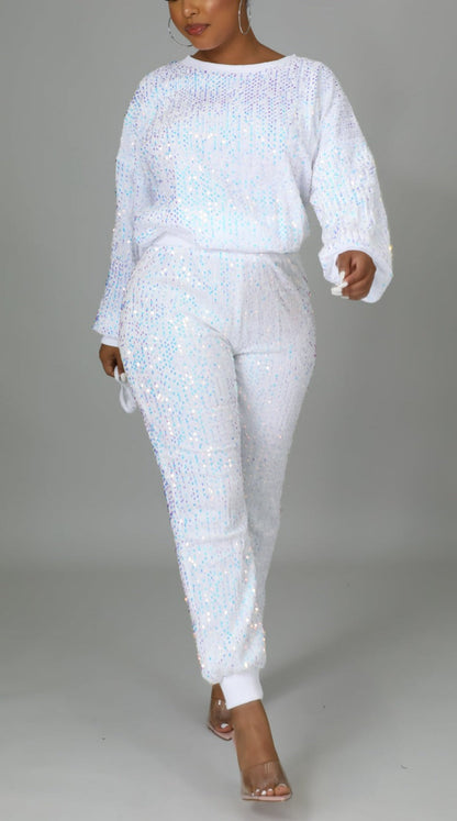 High Waist Sequins Jogger Set - SASHAY COUTURE BOUTIQUE Apparel & Accessories