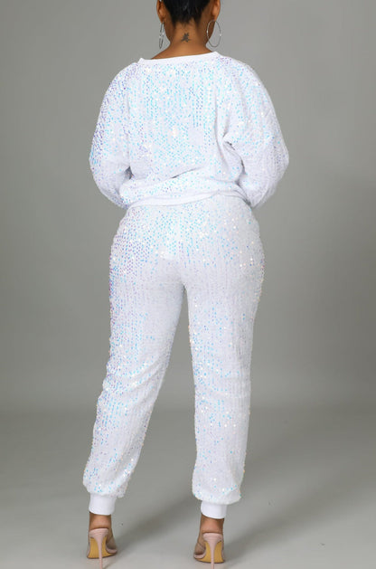 High Waist Sequins Jogger Set - SASHAY COUTURE BOUTIQUE Apparel & Accessories