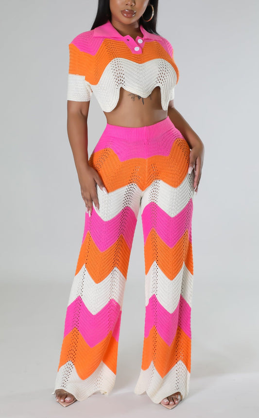 Knit Cropped Top and Pants - SASHAY COUTURE BOUTIQUE Two Piece