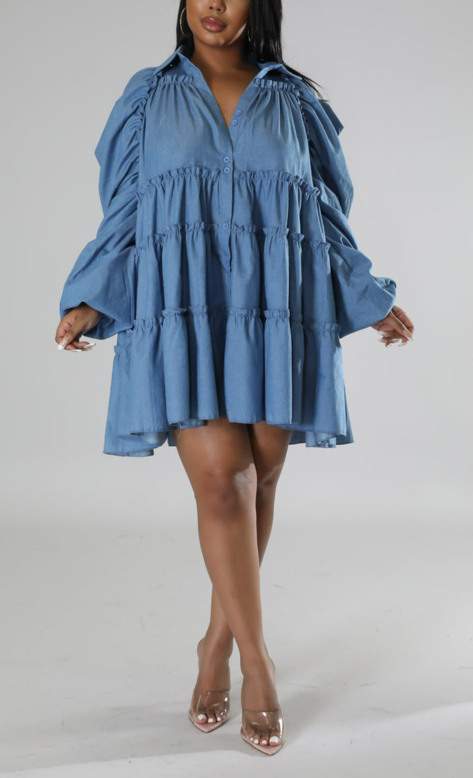 Denim Baby Doll Dress - SASHAY COUTURE BOUTIQUE Dresses