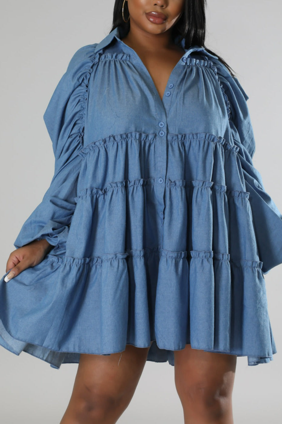 Denim Baby Doll Dress - SASHAY COUTURE BOUTIQUE Dresses