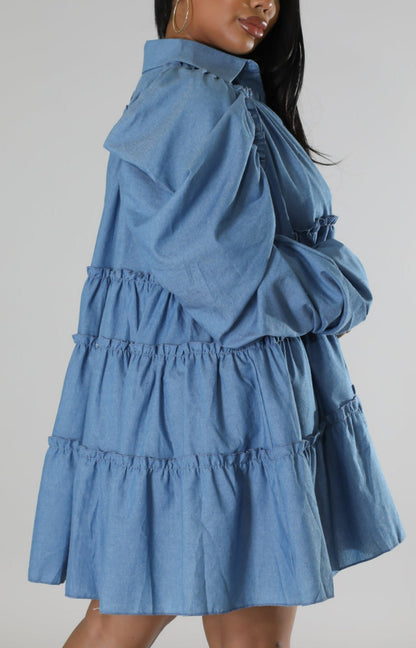 Denim Baby Doll Dress - SASHAY COUTURE BOUTIQUE Dresses