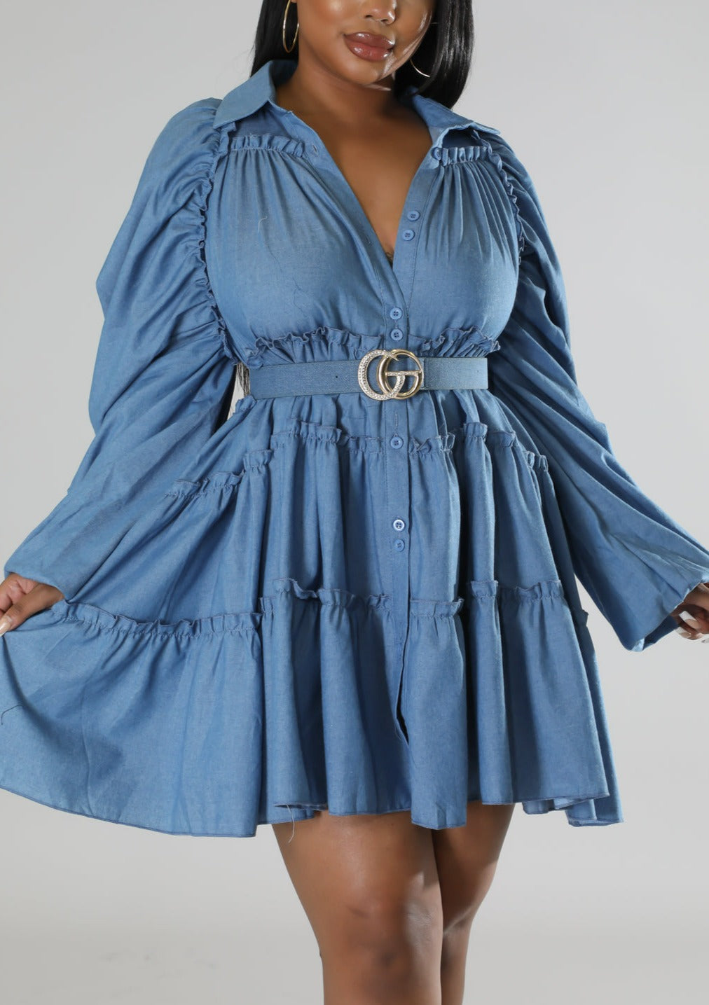 Denim Baby Doll Dress - SASHAY COUTURE BOUTIQUE Dresses