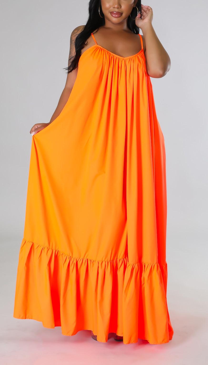 Bright Orange Free Flowing Maxi - SASHAY COUTURE BOUTIQUE Dresses
