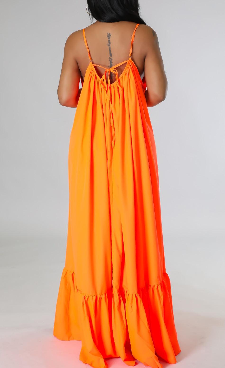 Bright Orange Free Flowing Maxi - SASHAY COUTURE BOUTIQUE Dresses