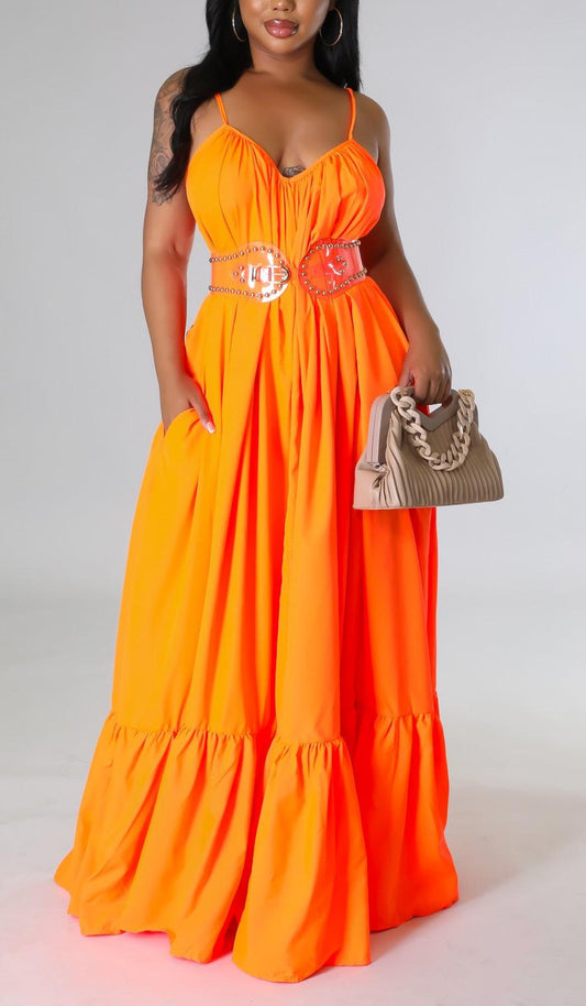 Bright Orange Free Flowing Maxi - SASHAY COUTURE BOUTIQUE Dresses